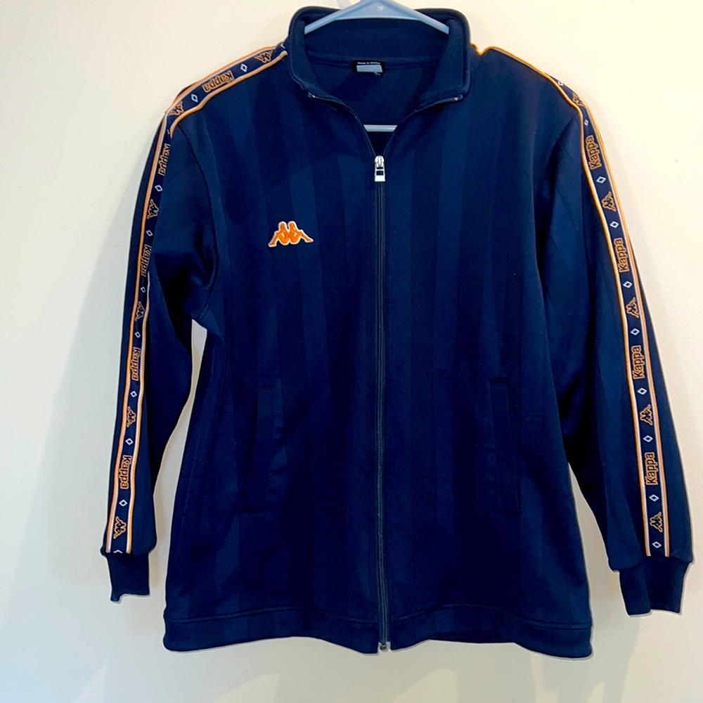 VINTAGE Kappa Track Jacket Navy Blue & Yellow